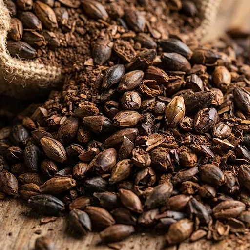 Dark roasted malt grains background