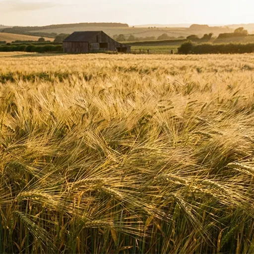 Golden barley fields background pattern